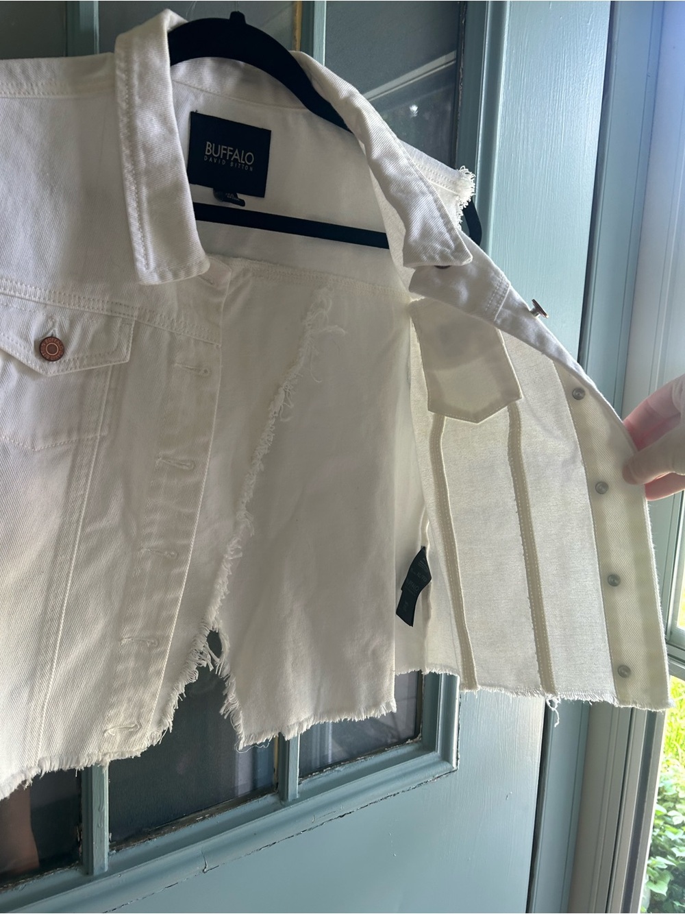BUFFALO David Bitton Raw Hem Denim Western Sleeveless White Vest Cotton Women XL - Picture 5 of 7